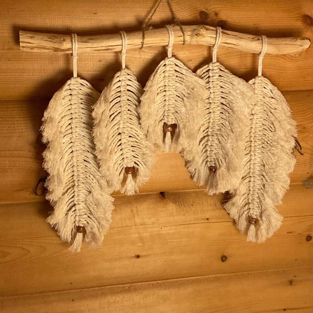 Macrame Feather Stick